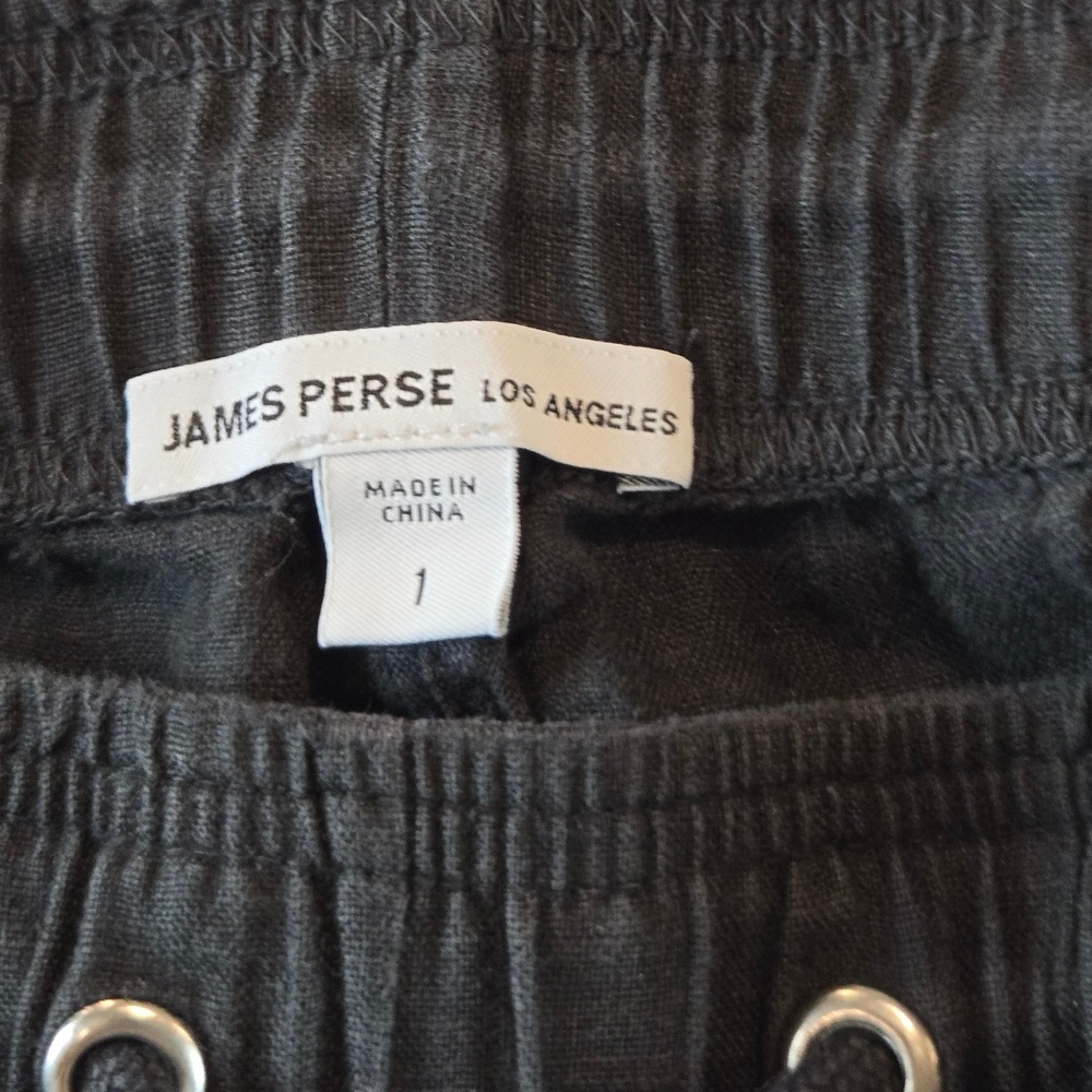 James Perse Pants Mens Small (1) Black 100% Linen Lightweight Minimalist MKO1370 - Picture 3 of 14